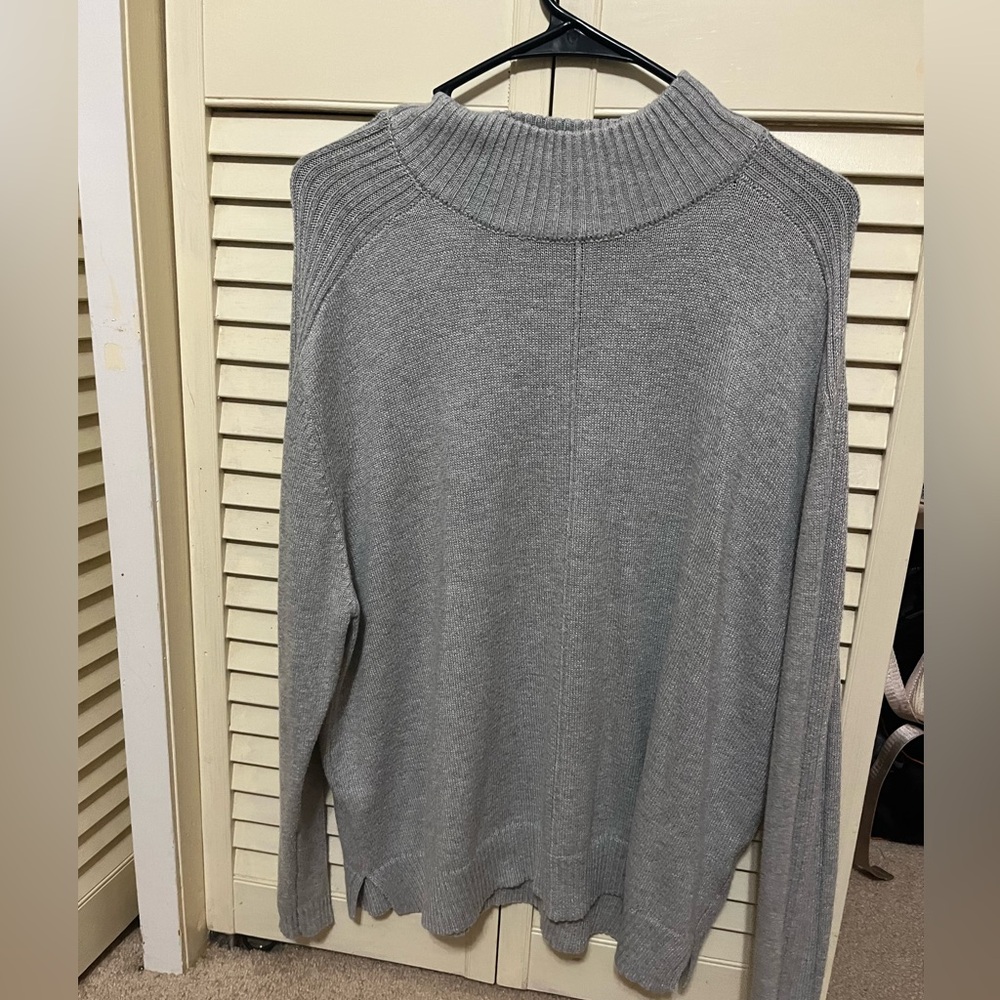 Mock turtleneck drop shoulder sweater